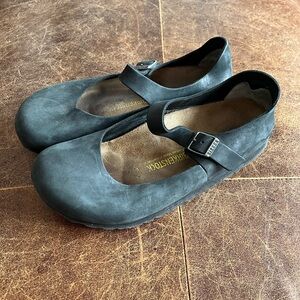 Birkenstock Manatova Black Mary Jane Flat Leather Shoes Size 40 US 9-9.5
